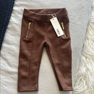 Janie and Jack Brown Kids Bottoms with Gold Zippers